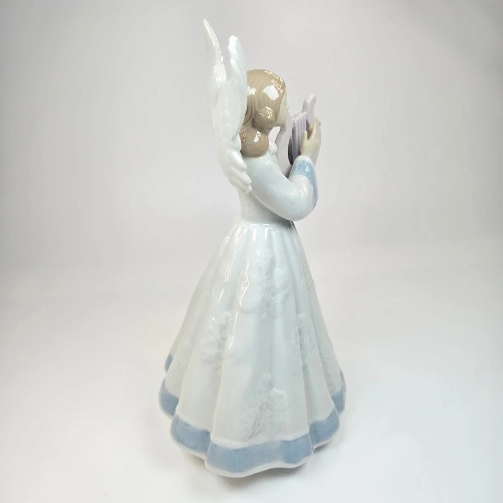 Vintage MINT Lladro Heavenly Harpest 5830 Angel‎ with Lyre Figurine Tree Topper
